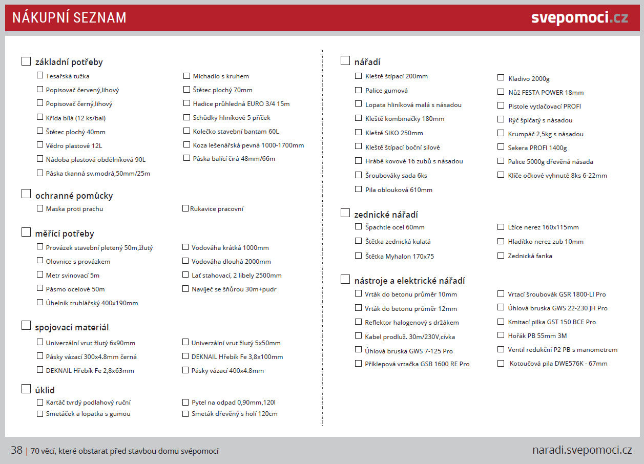Praktický seznam nářadí pro stavbu a rekonstrukci (E-book)